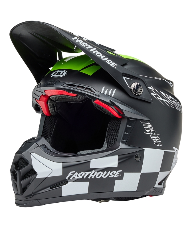 BELL Moto-9S Flex Crosshjelm Fasthouse Smoke Bomb Mat Sort/Hi-Vis Gul
