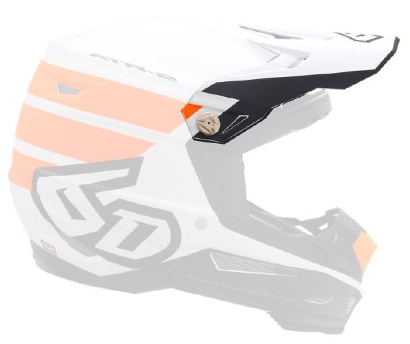 6D ATR-2 Stripe Visir, Matt Orange/Vit