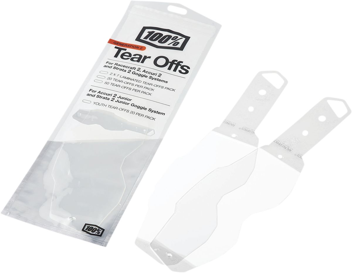 100% Accuri 2/Racecraft 2/Strata 2 Crossbriller Tear-Offs Clear