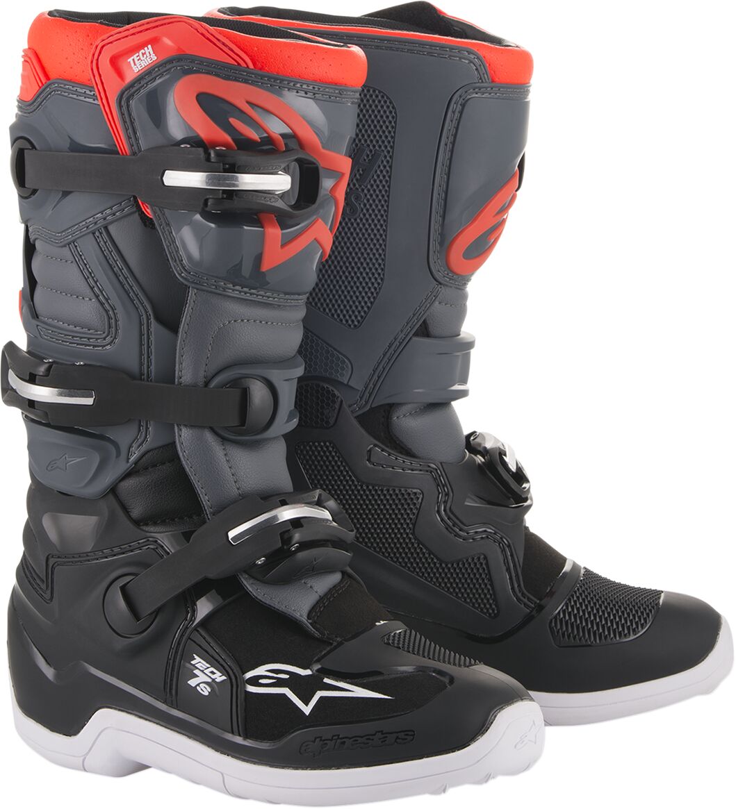 Alpinestars Youth Tech 7S Crosstøvler Svart/ Grå/ Rød
