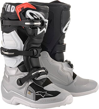 Alpinestars Tech 7S Youth Crossisaappaat Musta/ Hopea/ Valkoinen