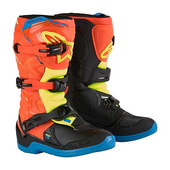 Alpinestars Youth Tech 3S MX Crossisaappaat Musta/ Sininen/ Oranssi/ Keltainen