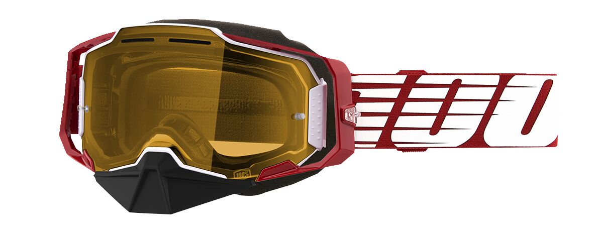 100% Armega Snow Goggles Red White