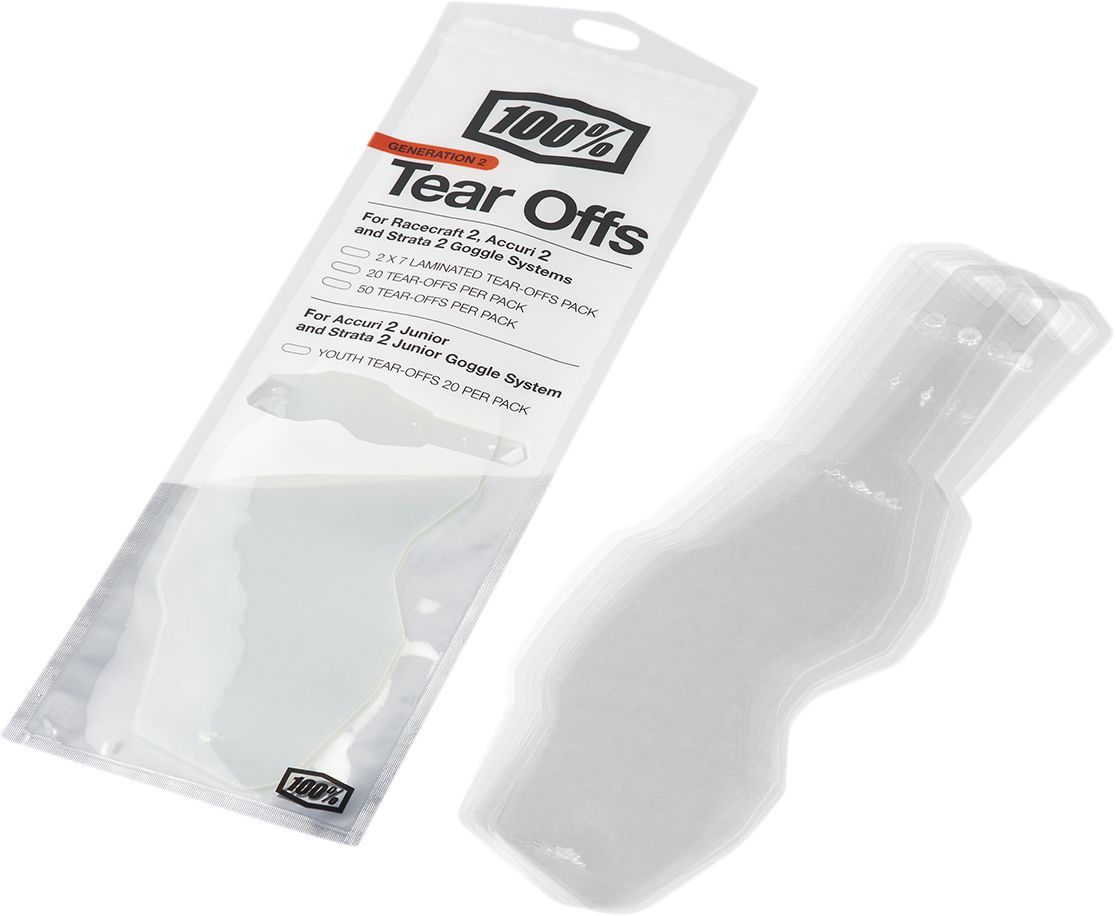 100% Youth Accuri 2/Strata 2 Ajolasit Tear-Offs Clear