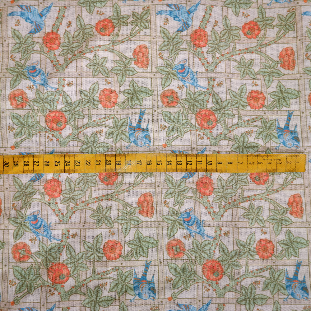 Floral linen fabric - William Morris Trellis WM211A - LithuanianLinen