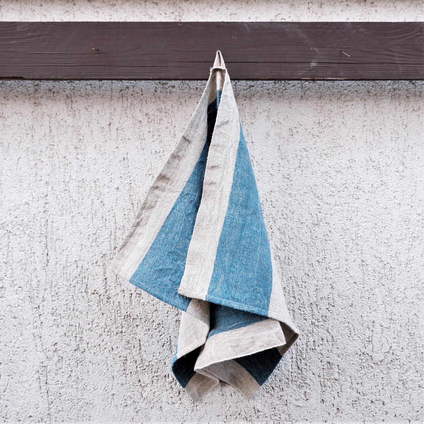 Blue stripes - Kitchen towel - stone washed - LithuanianLinen