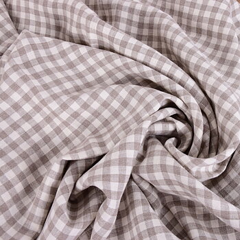Classic check natur - linen fabric - 556P