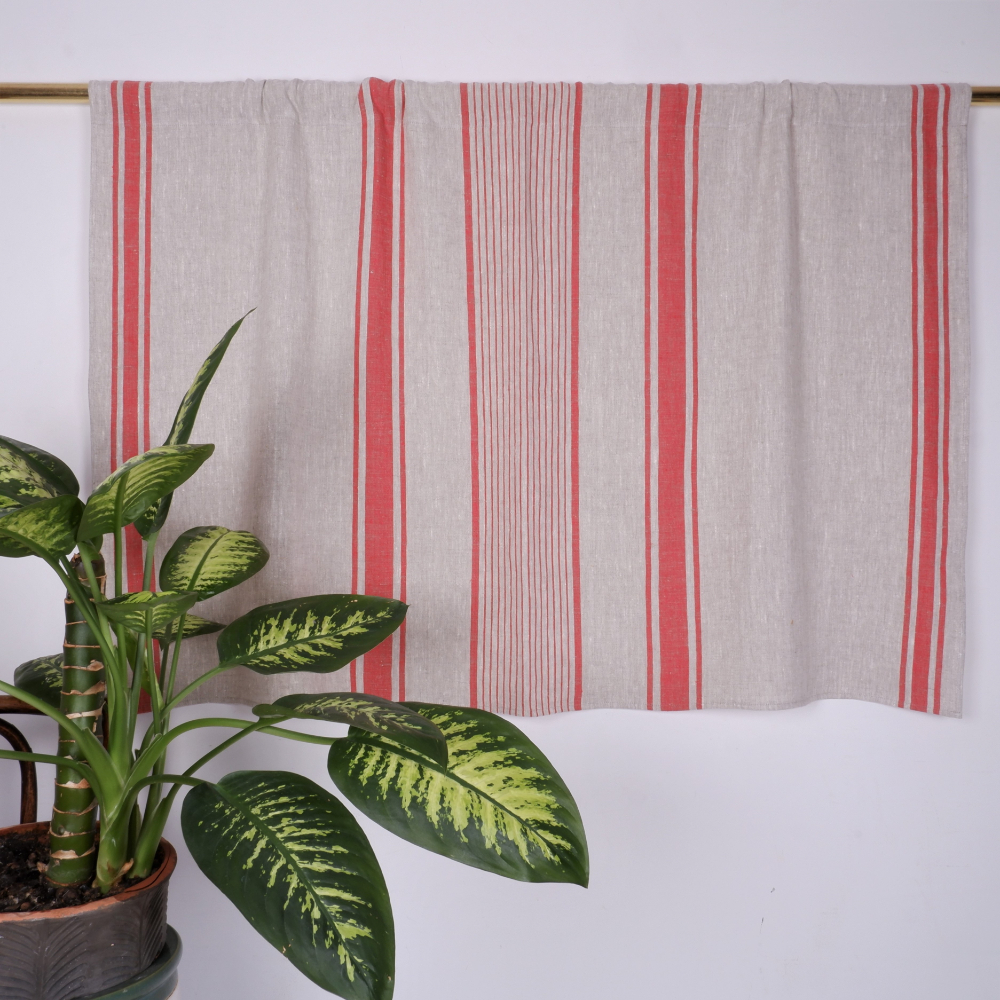 Village Red Linen curtains with rod pocket LithuanianLinen