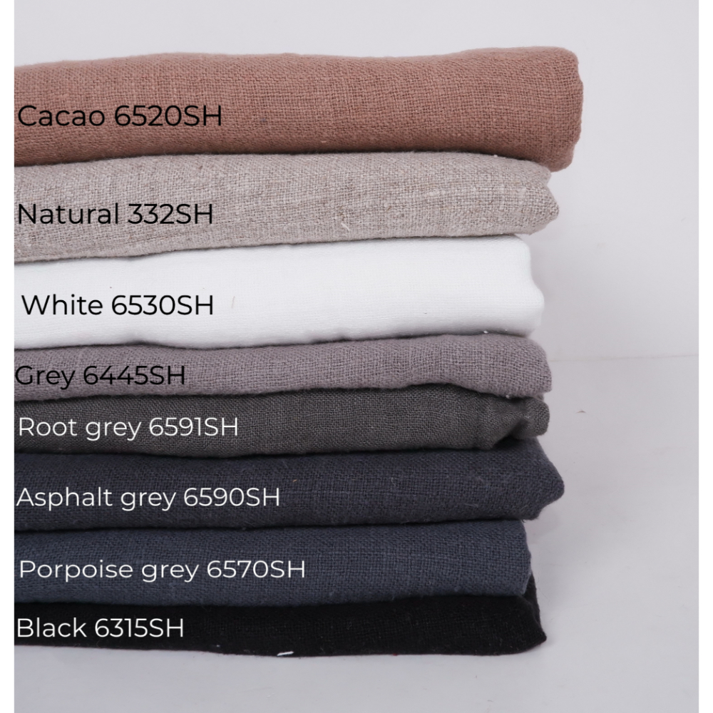 Soft fluffy linen fabrics Shades of grey, natur and white