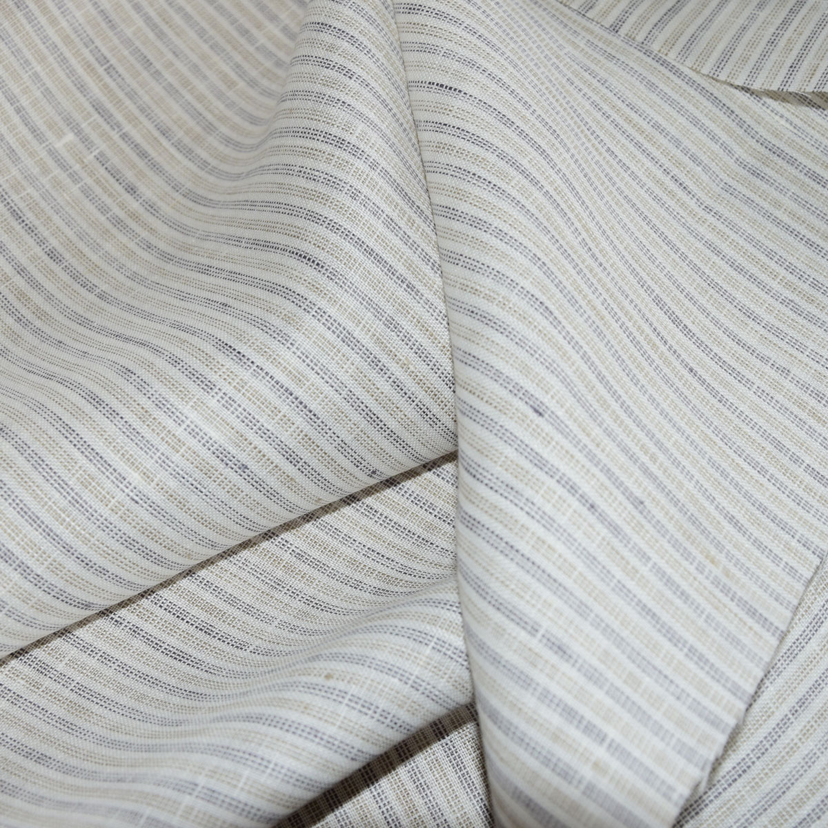 Finest light linen pinstripes white brown linen fabric 465L