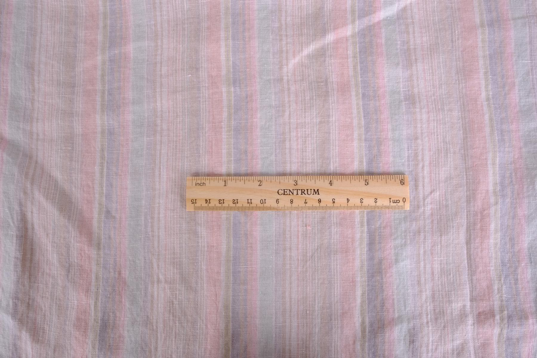 Pale pink striped linen fabric 836M LithuanianLinen
