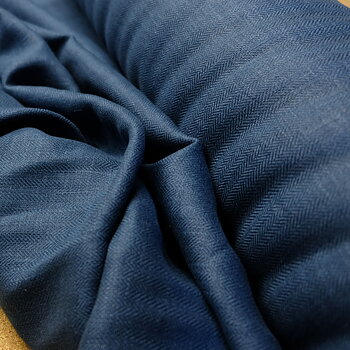 Herringbone - ink blue - linen fabric - 792H