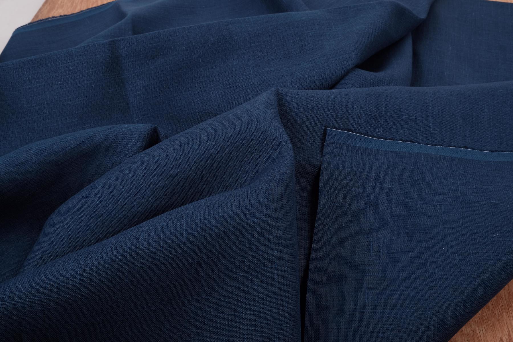 navy linen no. 2 Fabric byivieclothco