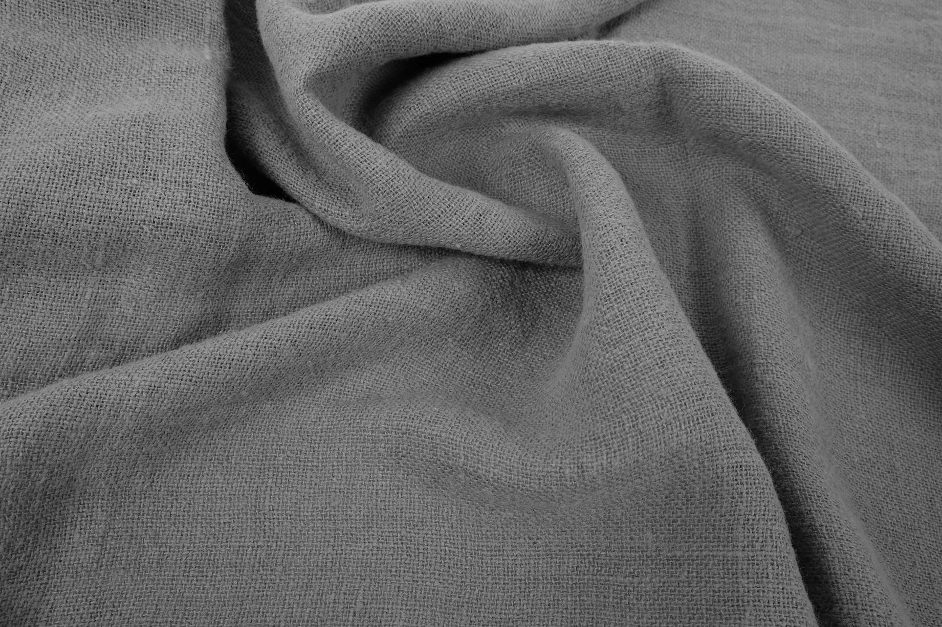Fluffy linen fabric grey 6445SH - LithuanianLinen