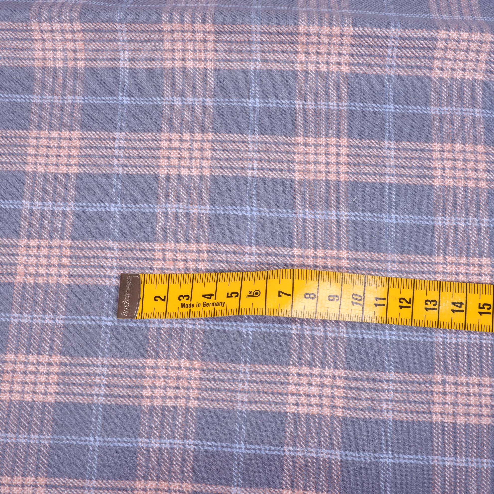 Grey - pink checked twill - 9951P - LithuanianLinen