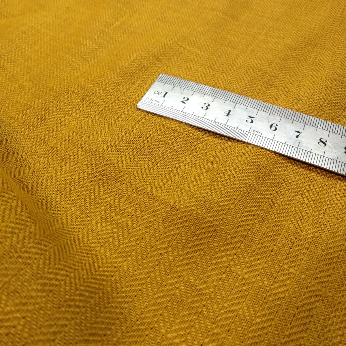 Herringbone - mustard yellow - linen fabric - 283M - LithuanianLinen