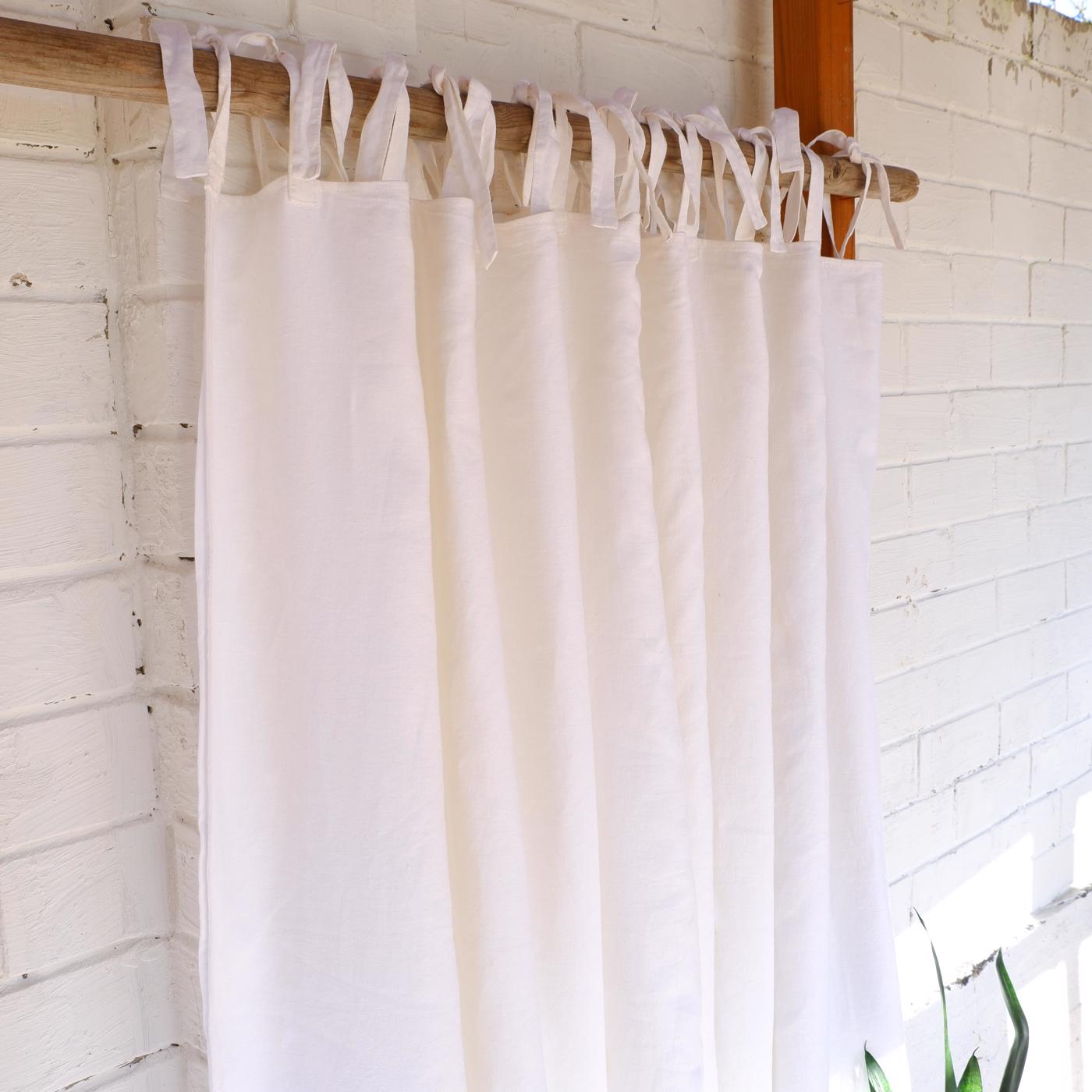 White linen curtains with ties LithuanianLinen