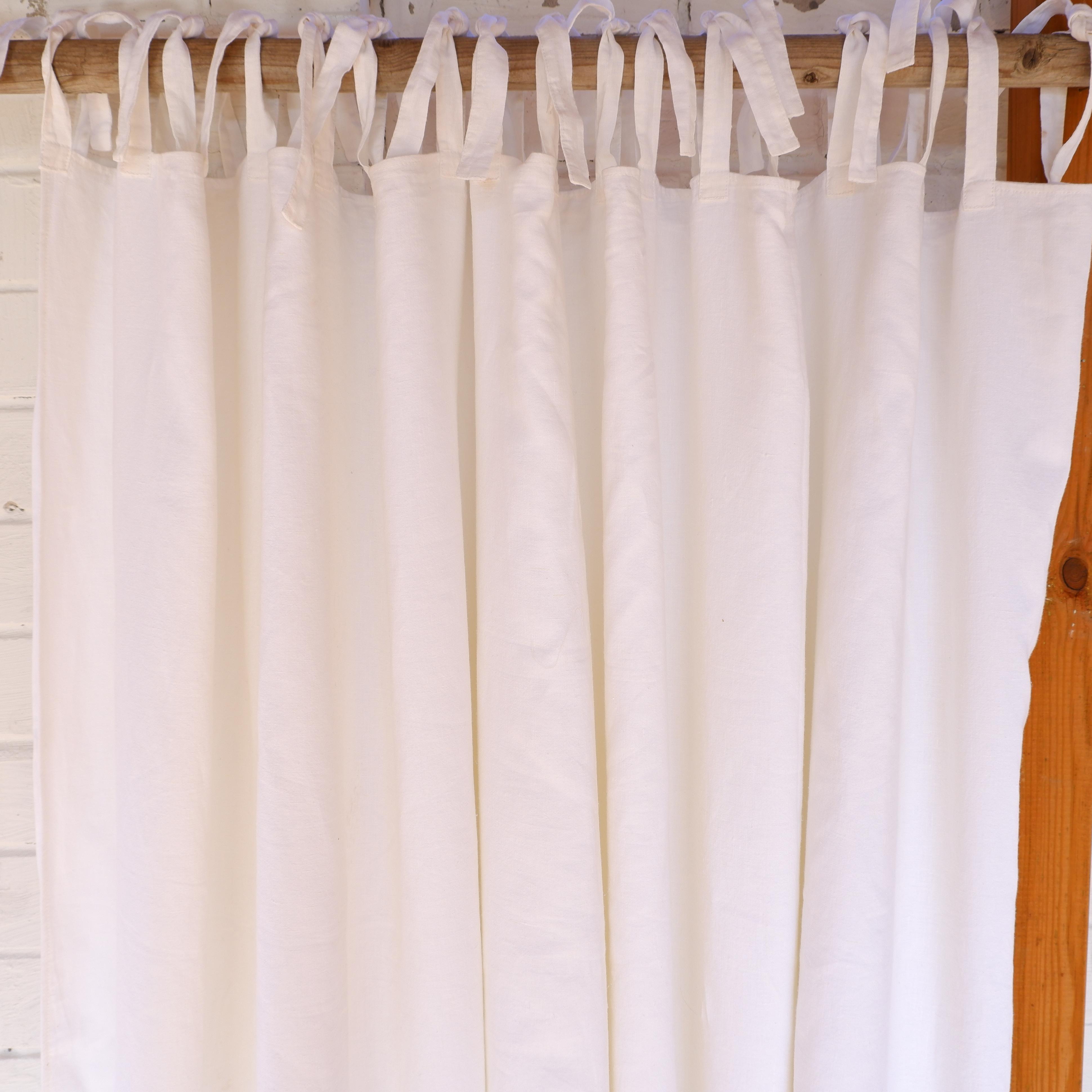 WIDE linen curtains White with ties LithuanianLinen
