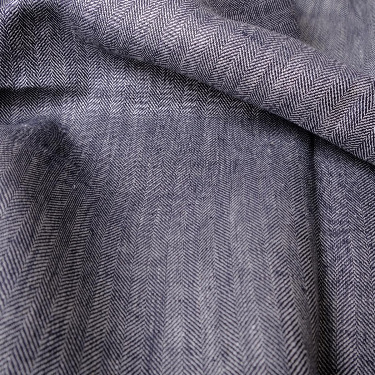 Fishbone Herringbone - grey - linen fabric - 446RA - LithuanianLinen