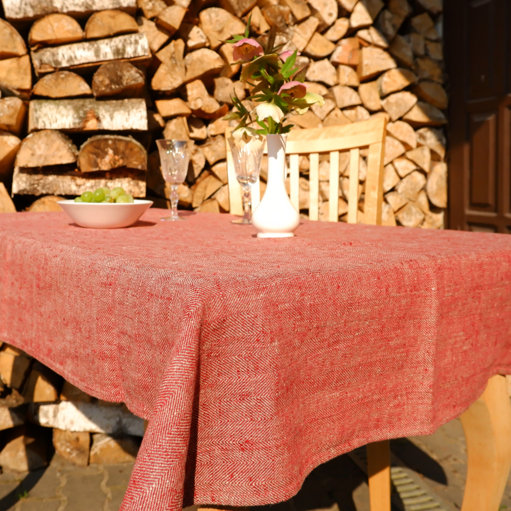 Burgundy Linen outlet Tablecloth