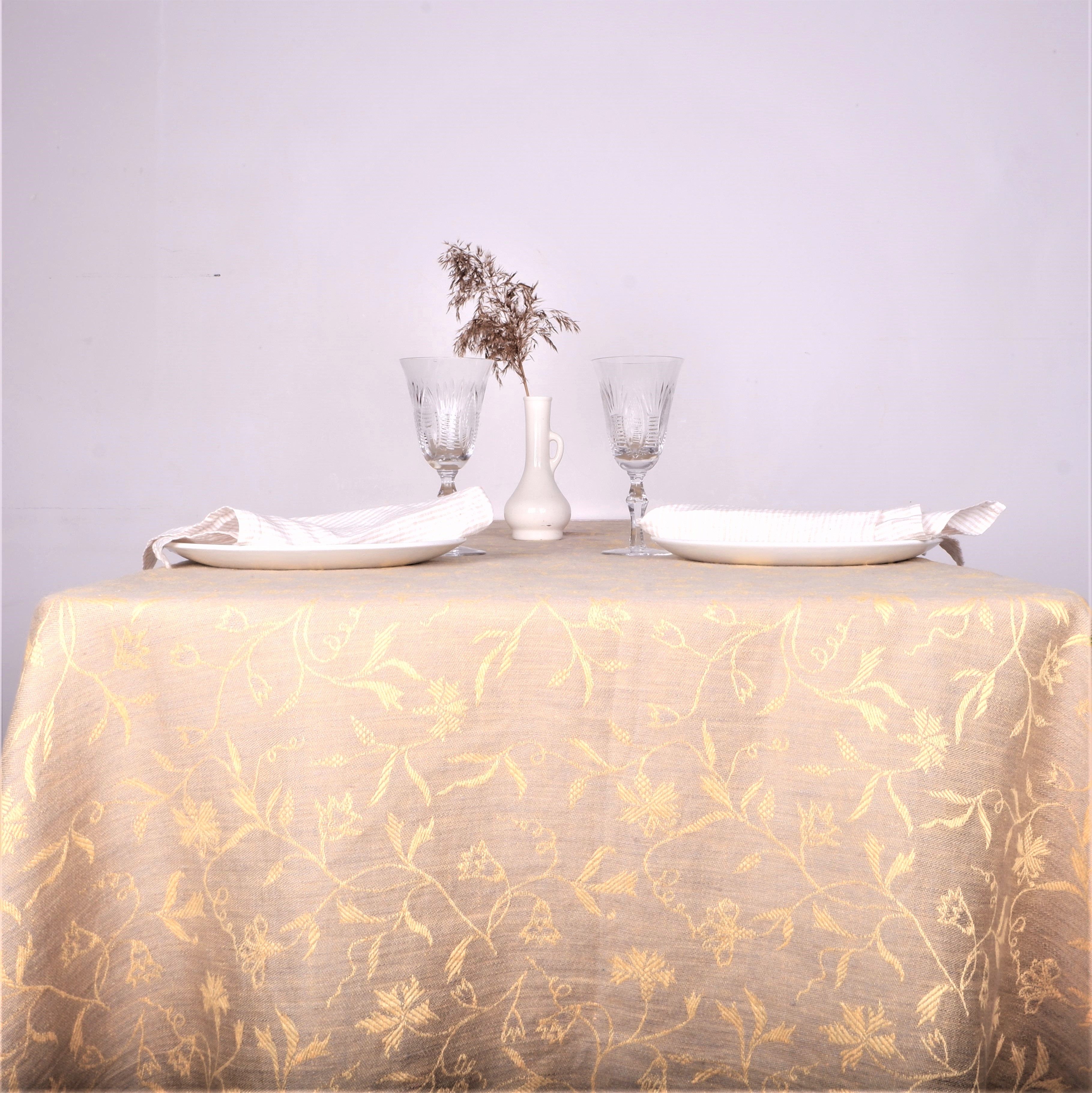 Floral cloth dinner napkins, Yellow, Grey