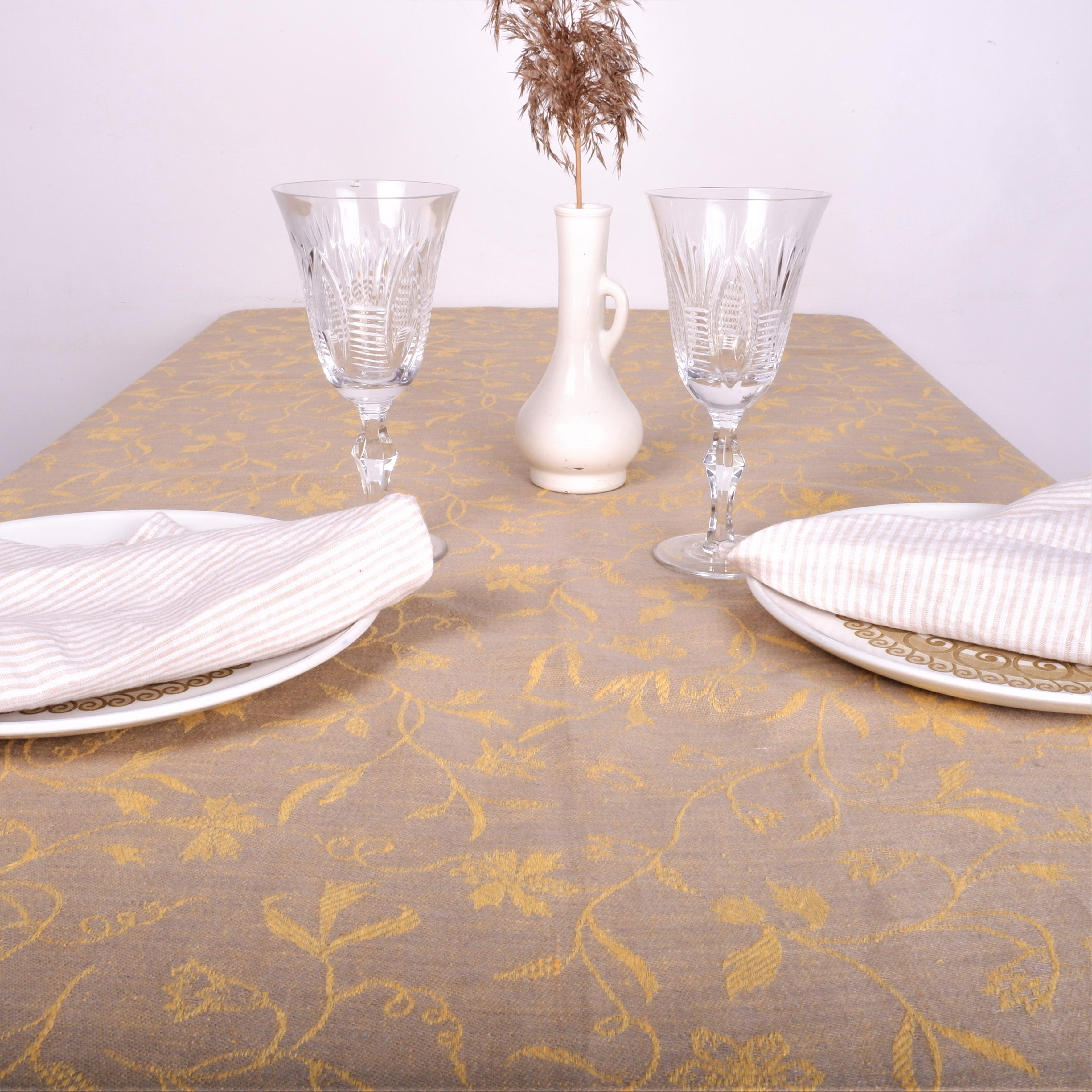 Floral cloth dinner napkins, Yellow, Grey