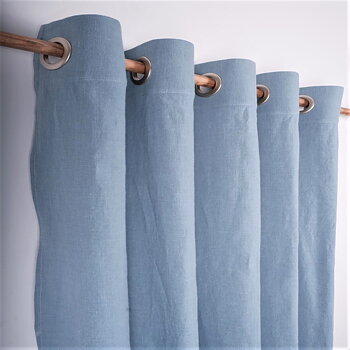 Blue linen curtains- grommet header