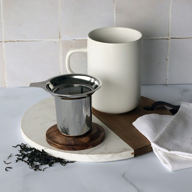 Tekopp stor med sil och trälock vit från OGO LIVING - 5