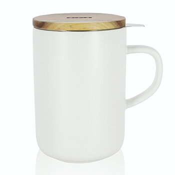 Tekopp stor med sil och trälock vit från OGO LIVING