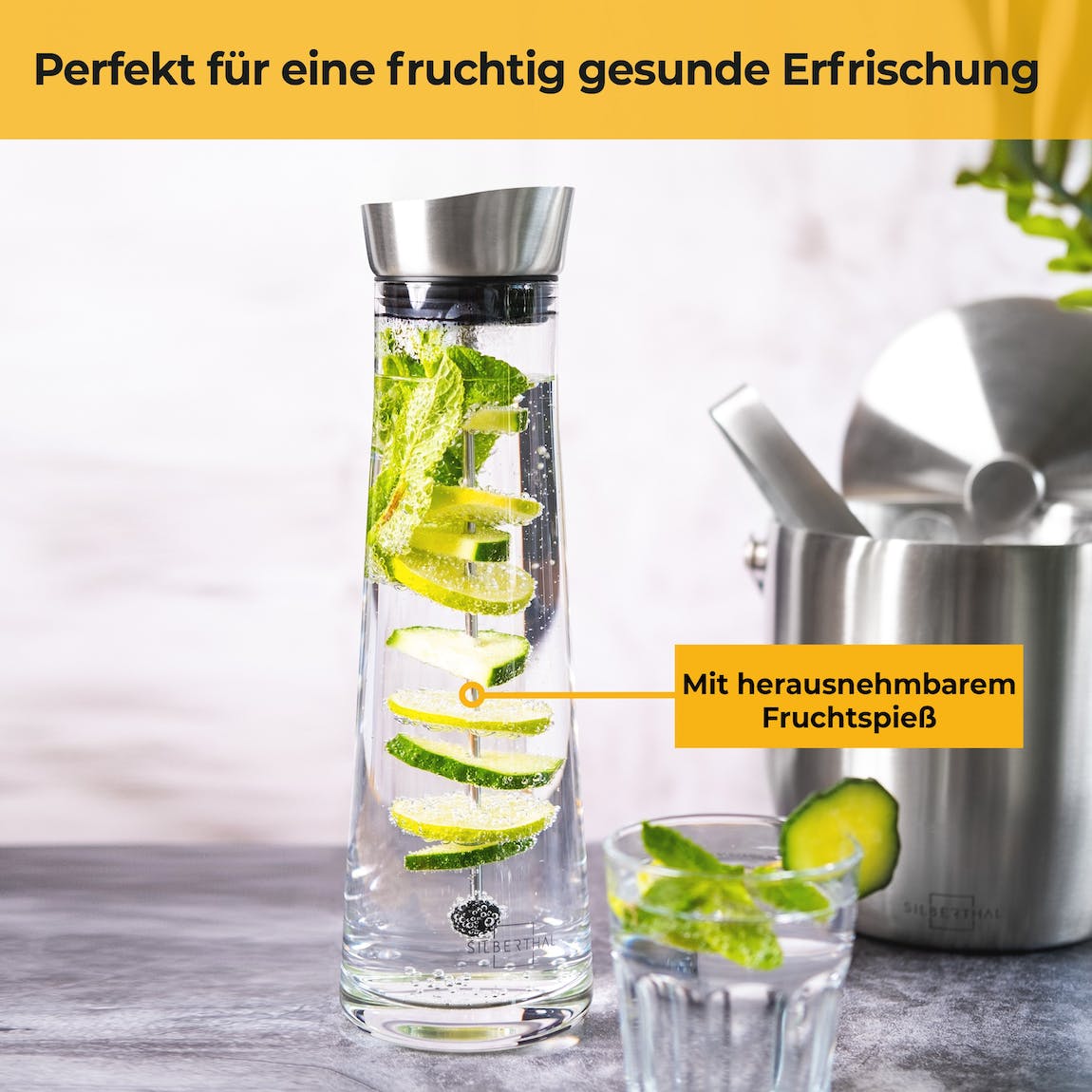 Vattenkaraff med spett för frukt eller grönsaker från SILBERTHAL - 7