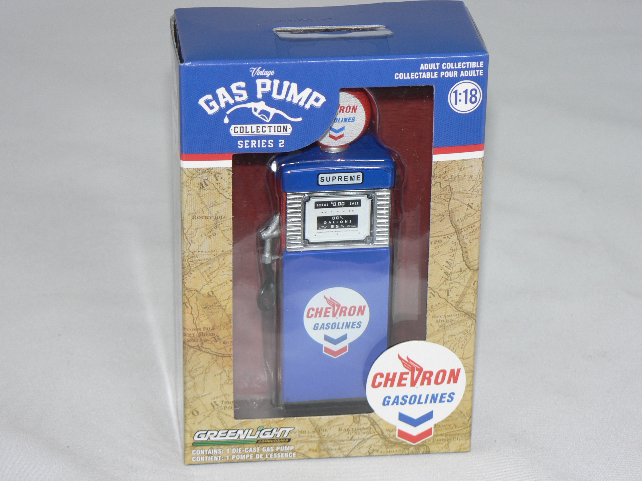 Bensinpump -1951 (CHEVRON GASOLINES) Serie 2  1:18 Greenlight