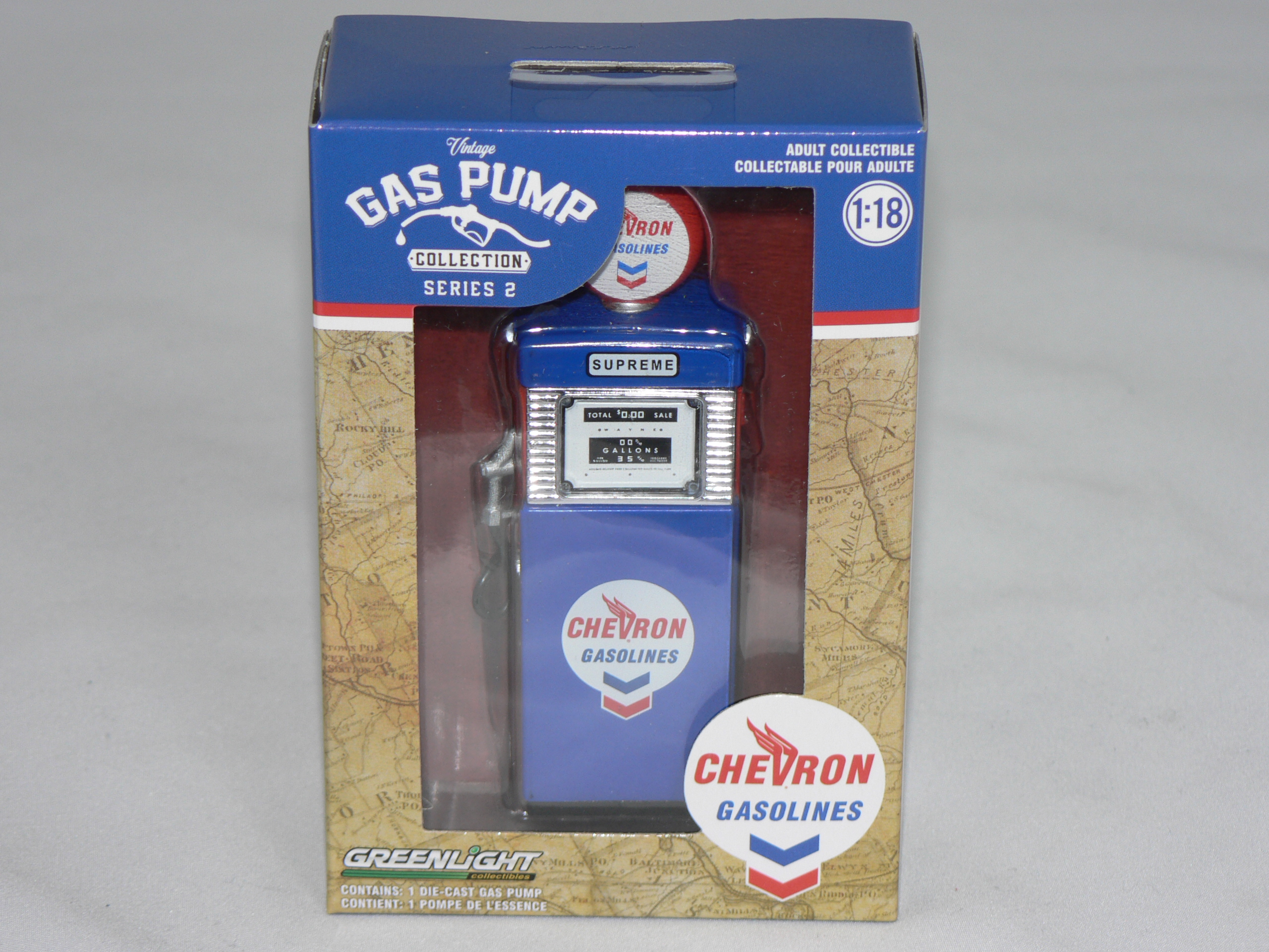 Bensinpump -1951 (CHEVRON GASOLINES) Serie 2  1:18 Greenlight - 2