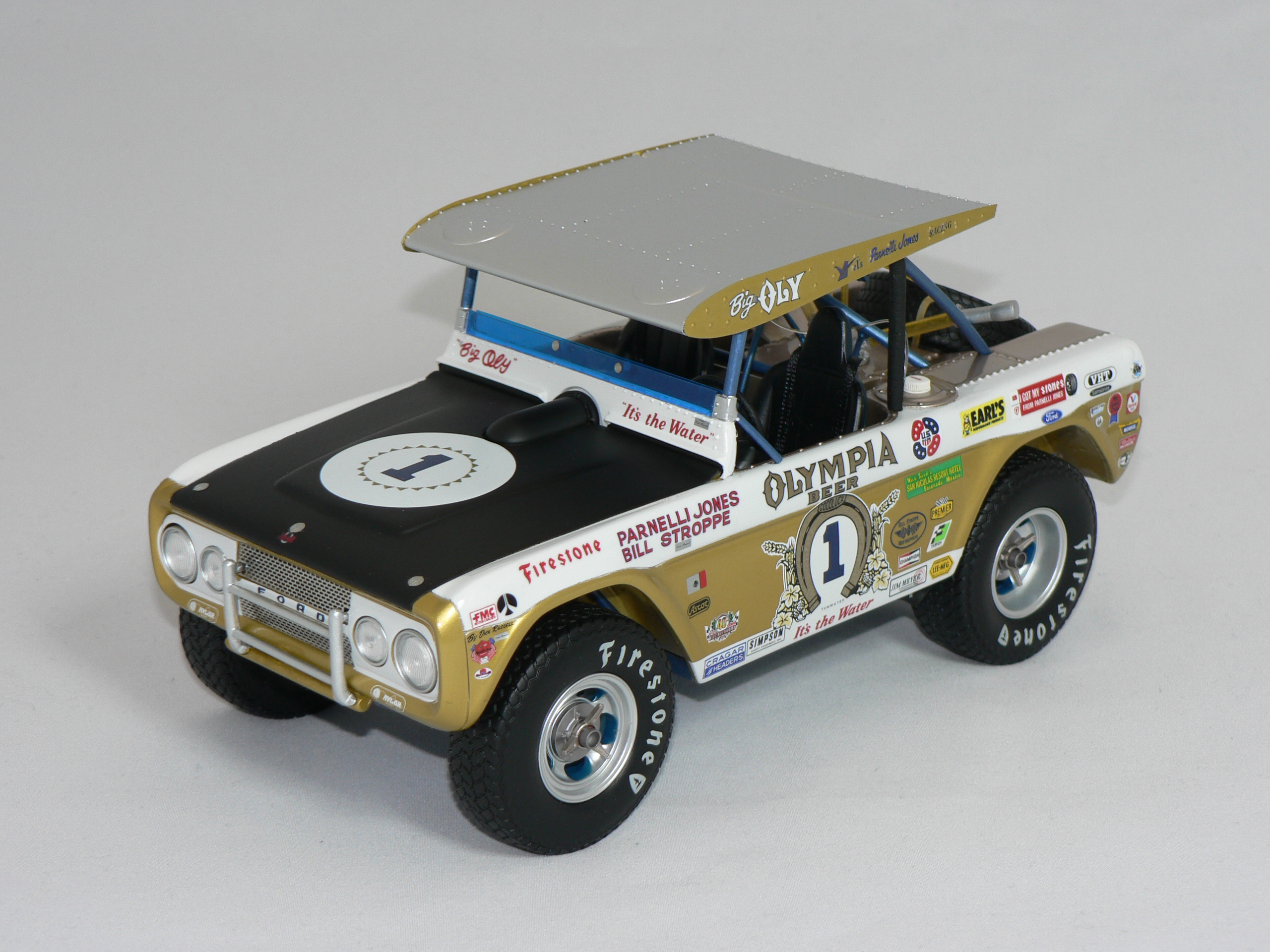 Ford  Bronco  #1 1971  Guld/Svart/Vit  1:18 (Parnelli Jones  Baja 1000 Champion) 1 of 165 pcs  ACME