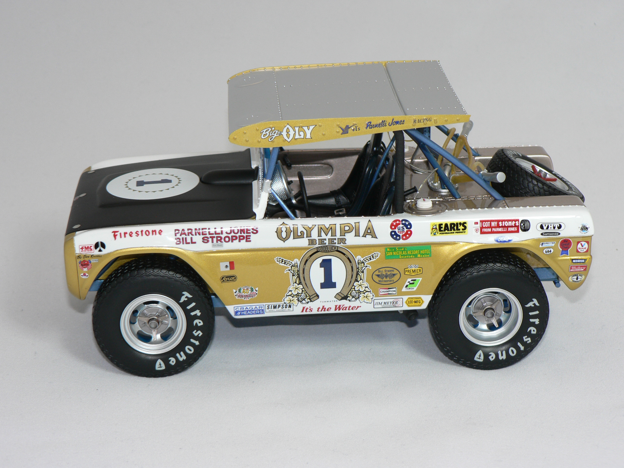 Ford  Bronco  #1 1971  Guld/Svart/Vit  1:18 (Parnelli Jones  Baja 1000 Champion) 1 of 165 pcs  ACME - 3