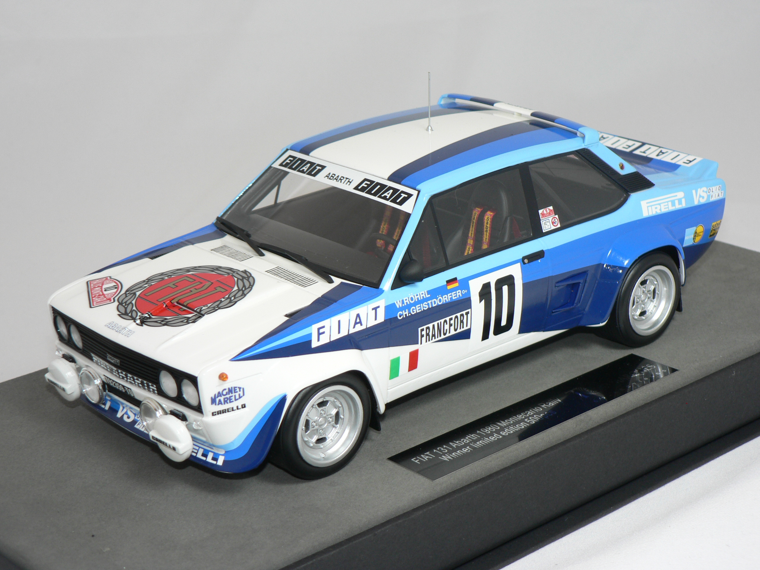 Fiat 131 Abarth (Winner Monte Carlo Rally 1980) W.Röhrl-CH.Geistdörfer (INGET ÖPPNINGSBART) LIMITED EDITION 500pcs  1:18  Top Marques