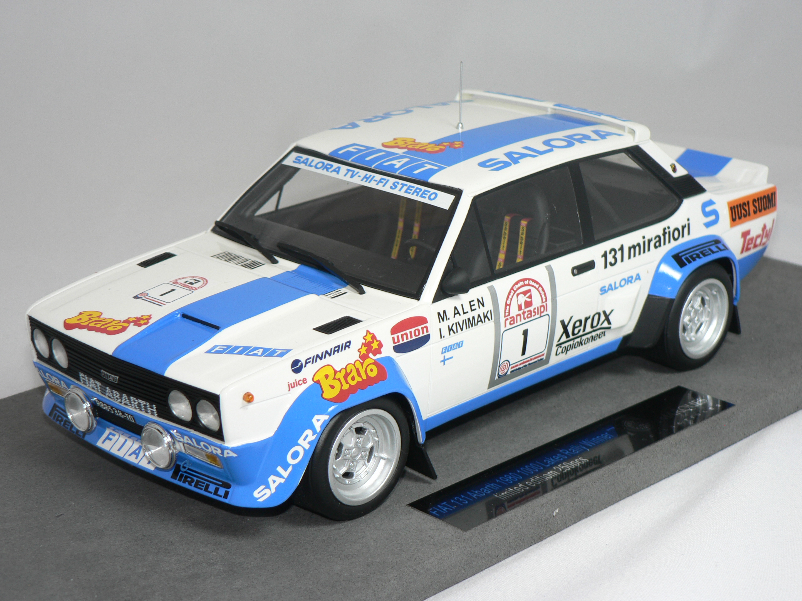 Fiat 131 Abarth (Winner 1000 Lakes Rally 1980) M.Alen-I.Kivimaki (INGET ÖPPNINGSBART) LIMITED EDITION 250pcs  1:18  Top Marques