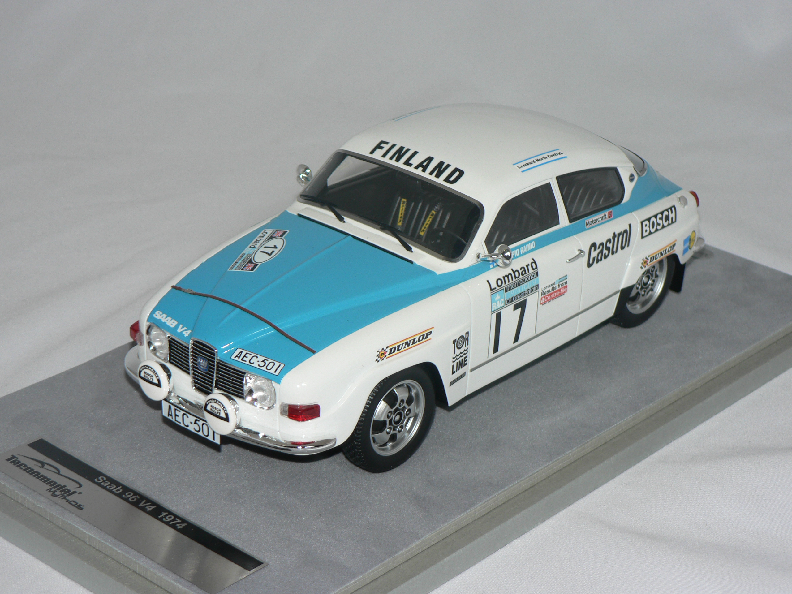 Saab 96 V4 (RAC Rally 1974) T.Raino-K.Lehto (INGET ÖPPNINGSBART) 1 of 75 pcs  1:18  Tecnomodel
