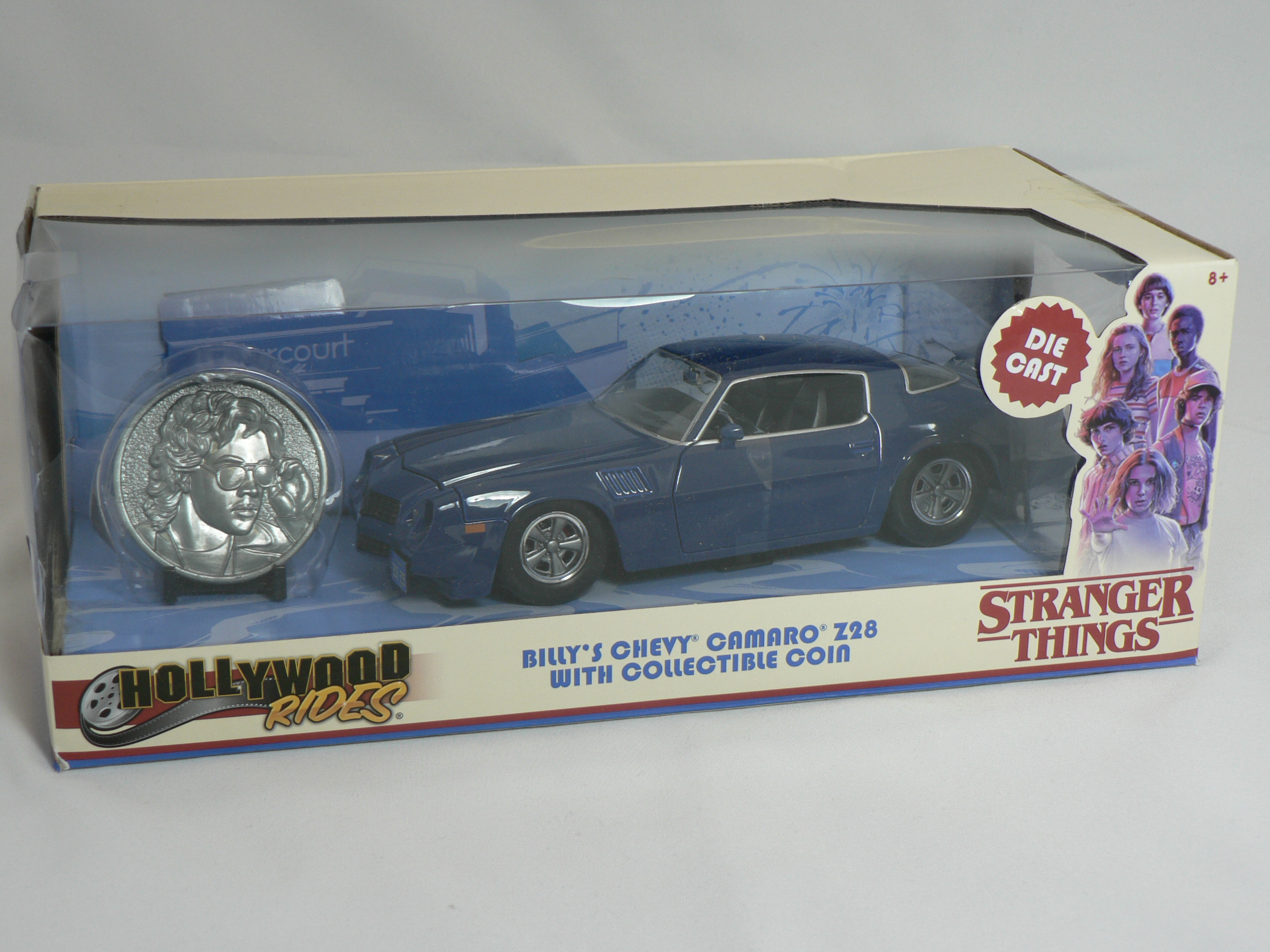 Billy's Chevrolet Camaro Z28 -1979 (STRANGER THINGS) WHIT COLLECTIBLE COIN (HOLLYWOOD RAIDES)   1:24  Jada - 2