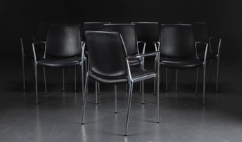 Stühle, Kusch & Co Capa Programm 4200 - Schwarzes Leder - Design Jorge Pensi