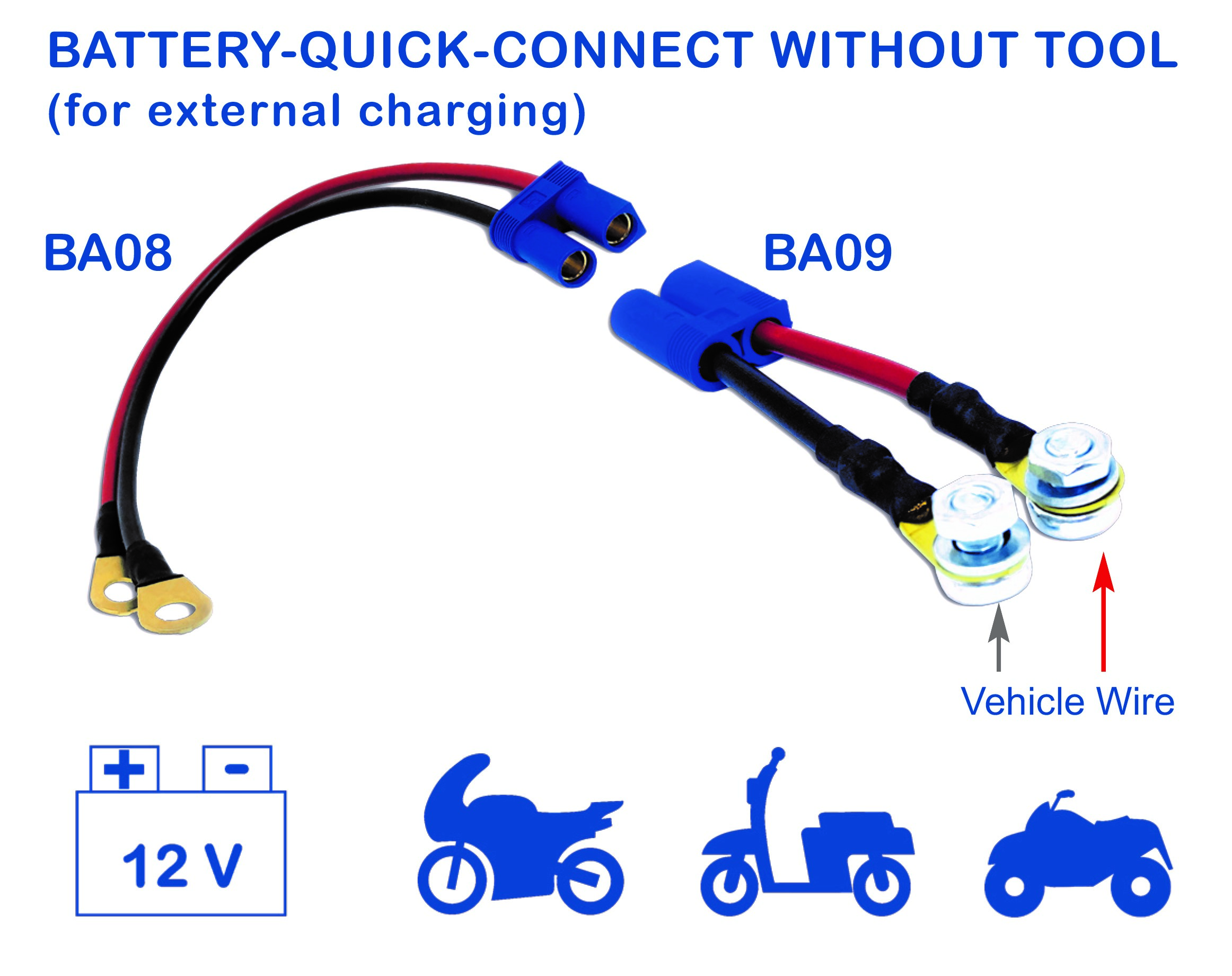 Batterikabel hane BA09B - 2