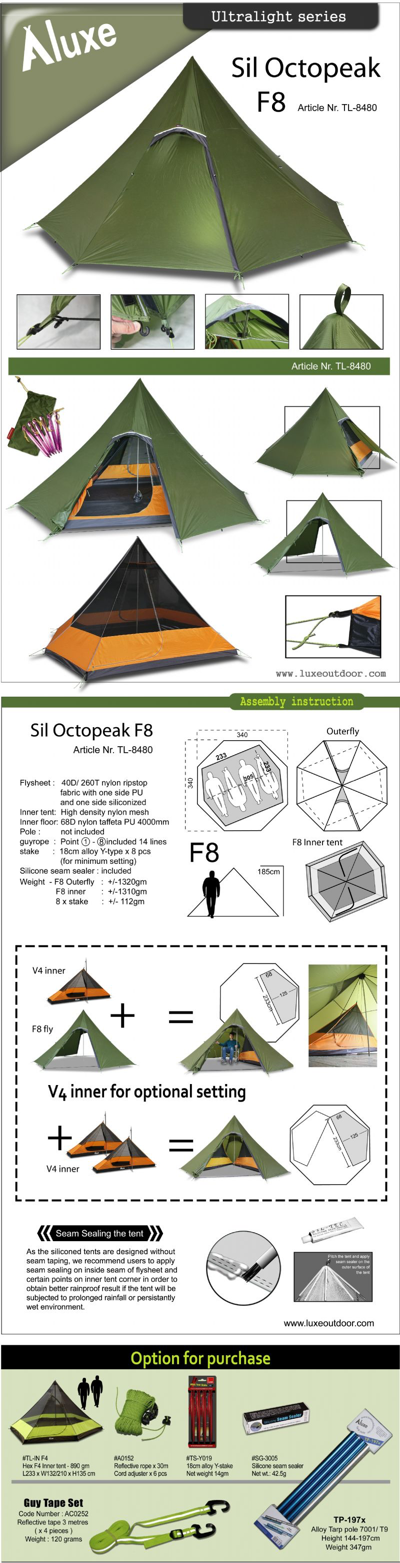 Tienda de campaña de lujo Sil Octopeak F8 - 10