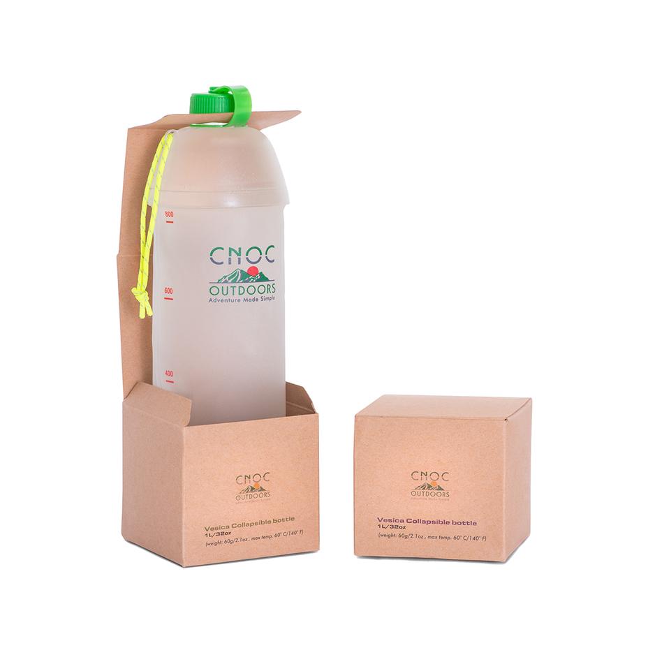 Cnoc Outdoors Bottiglia Pieghevole Vesica 1L Verde – Collo Largo 42 Mm, Leggera E Compattabile Per Trekking
