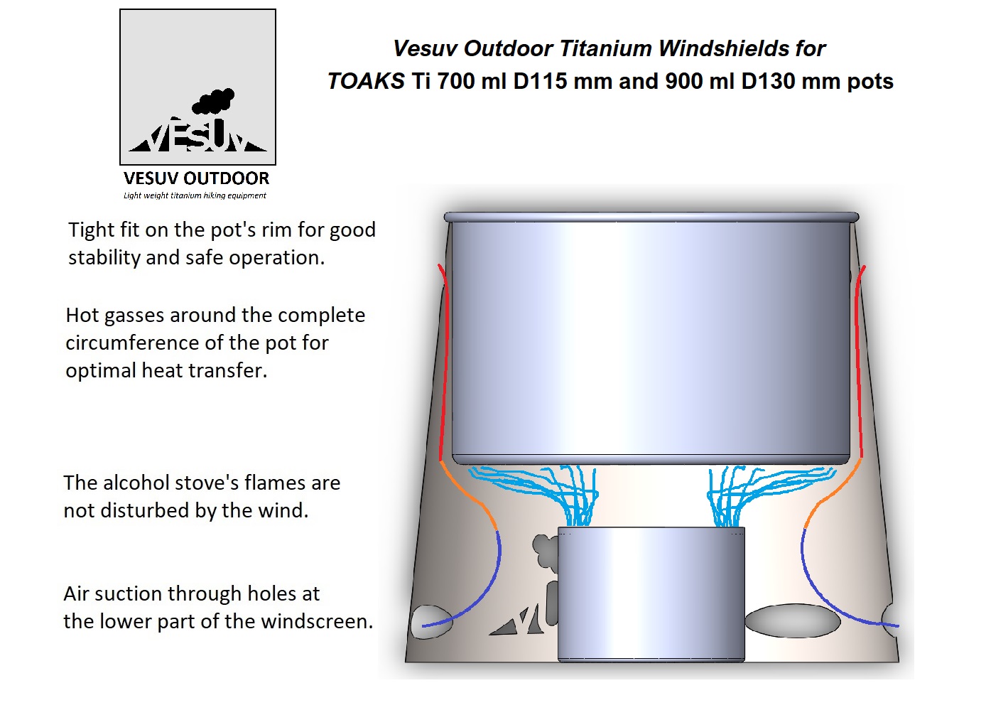 Vesuv Windshields for Toaks pots 900ml - diameter 130mm - 7