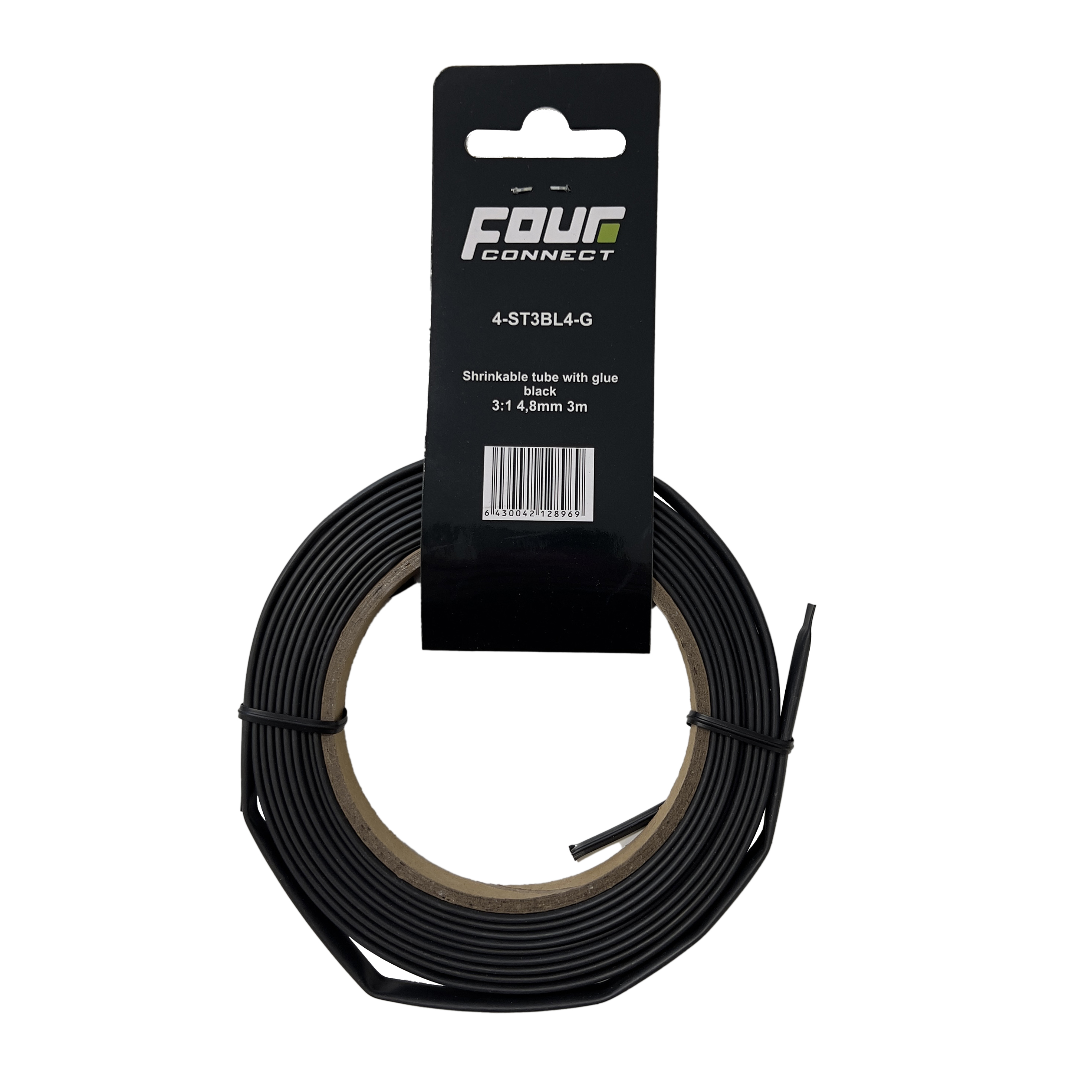 FOUR Connect 4-ST3BL4-G shrink tube, 3:1 Black with glue 4,8mm 3m