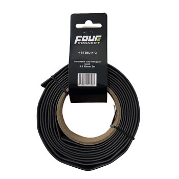 FOUR Connect 4-ST3BL14-G shrink tube, 3:1 Black with glue 15mm 3m