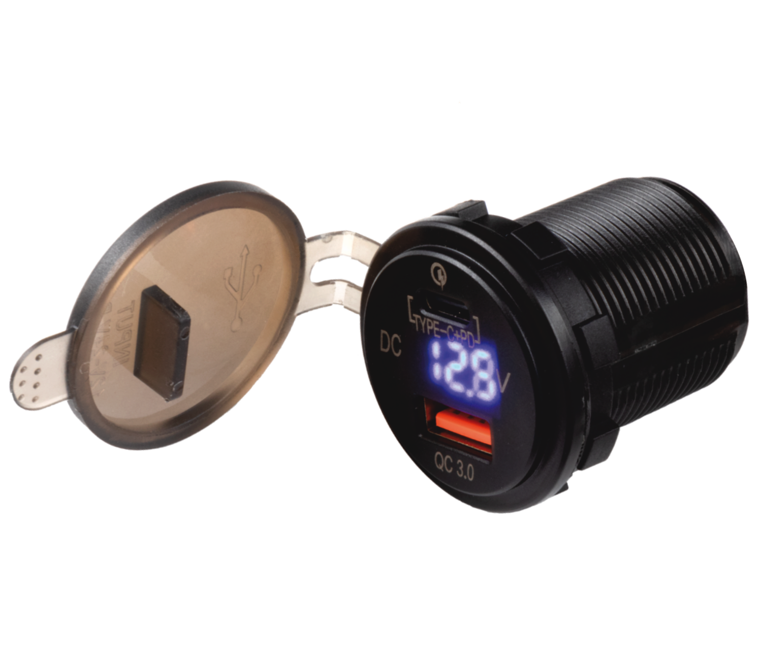 FOUR Connect 4-600162 waterprof USB-charger with voltage display