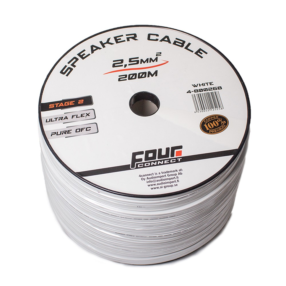 FOUR Connect 4-800268 OFC-speakercable white 2x2.5mm2, 200m - 2