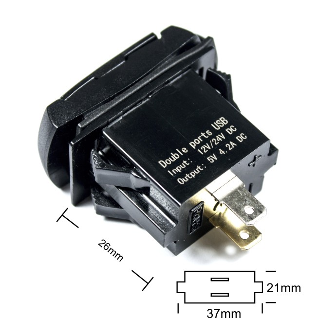 FOUR Connect 4-600157 waterprof USB-charger with voltage display - 2