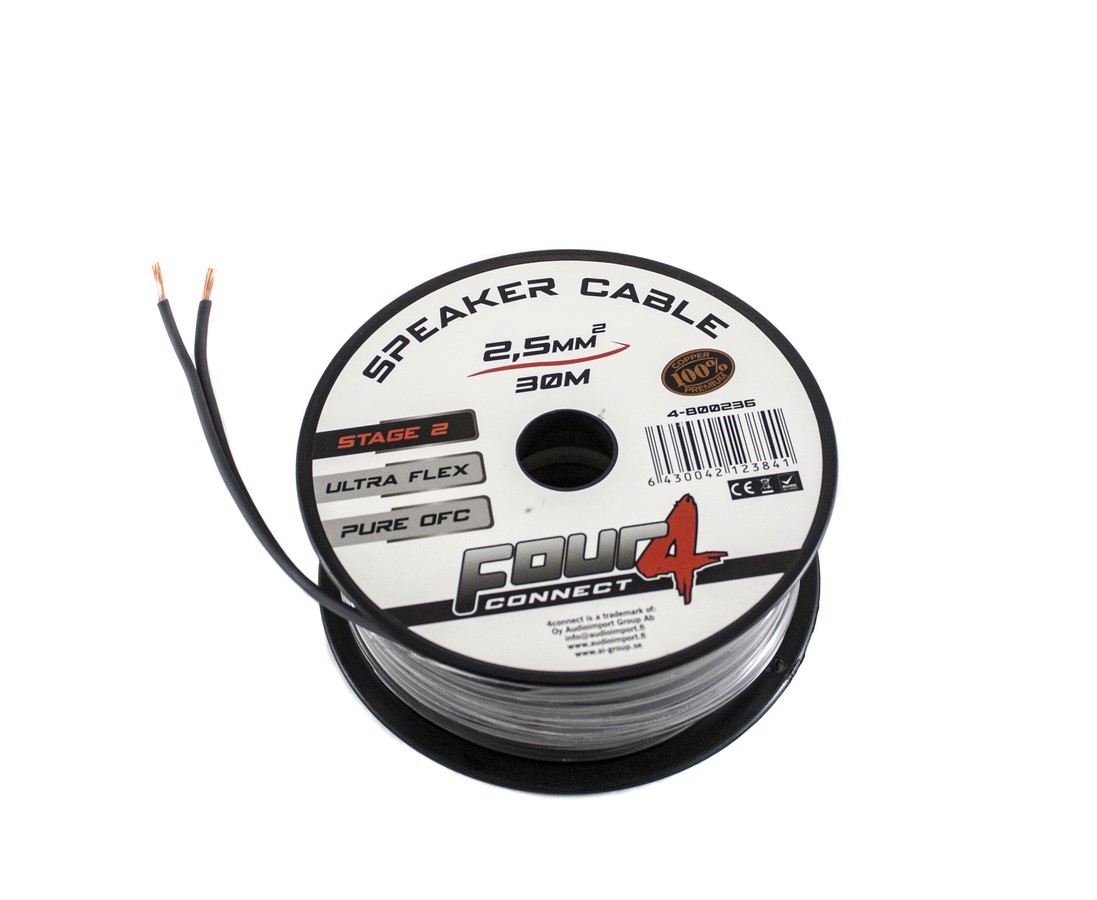 FOUR Connect 4-800236 STAGE2 OFC speaker cable 2x2.5mm2 minispool 30m