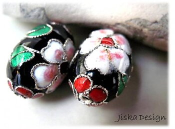 Cloisonné Ägg Svart 25x14mm 2st